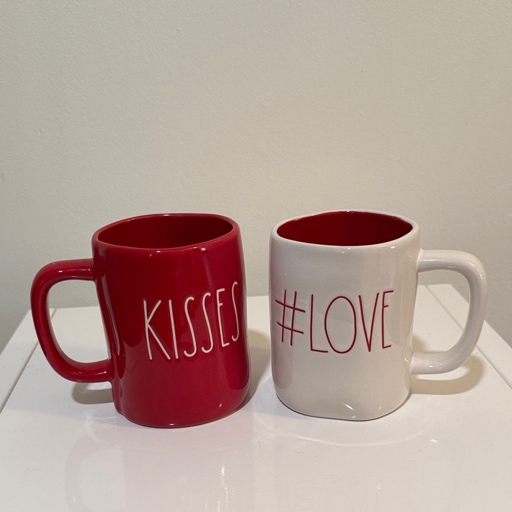 Rae Dunn Red and White Love Mug Set